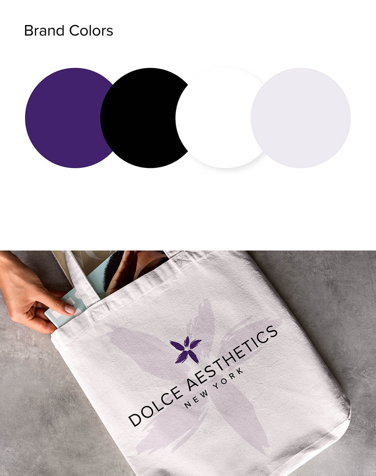 Dolce Aesthetics NY Brand Colors & Tote Bag